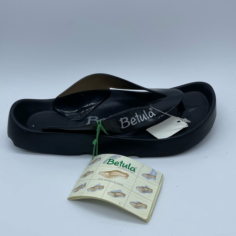 NWT Birkenstock Betula Fussbett Black Thong Sandal EU 36 Women’s 5